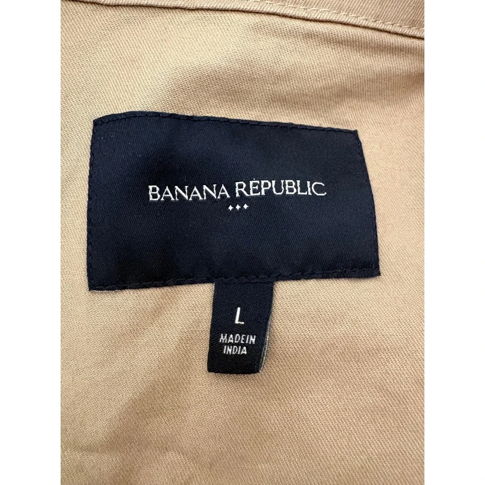 Banana Republic Mens Utility Vest Large Khaki Brown Cotton Multi-Pocket Gorpcore